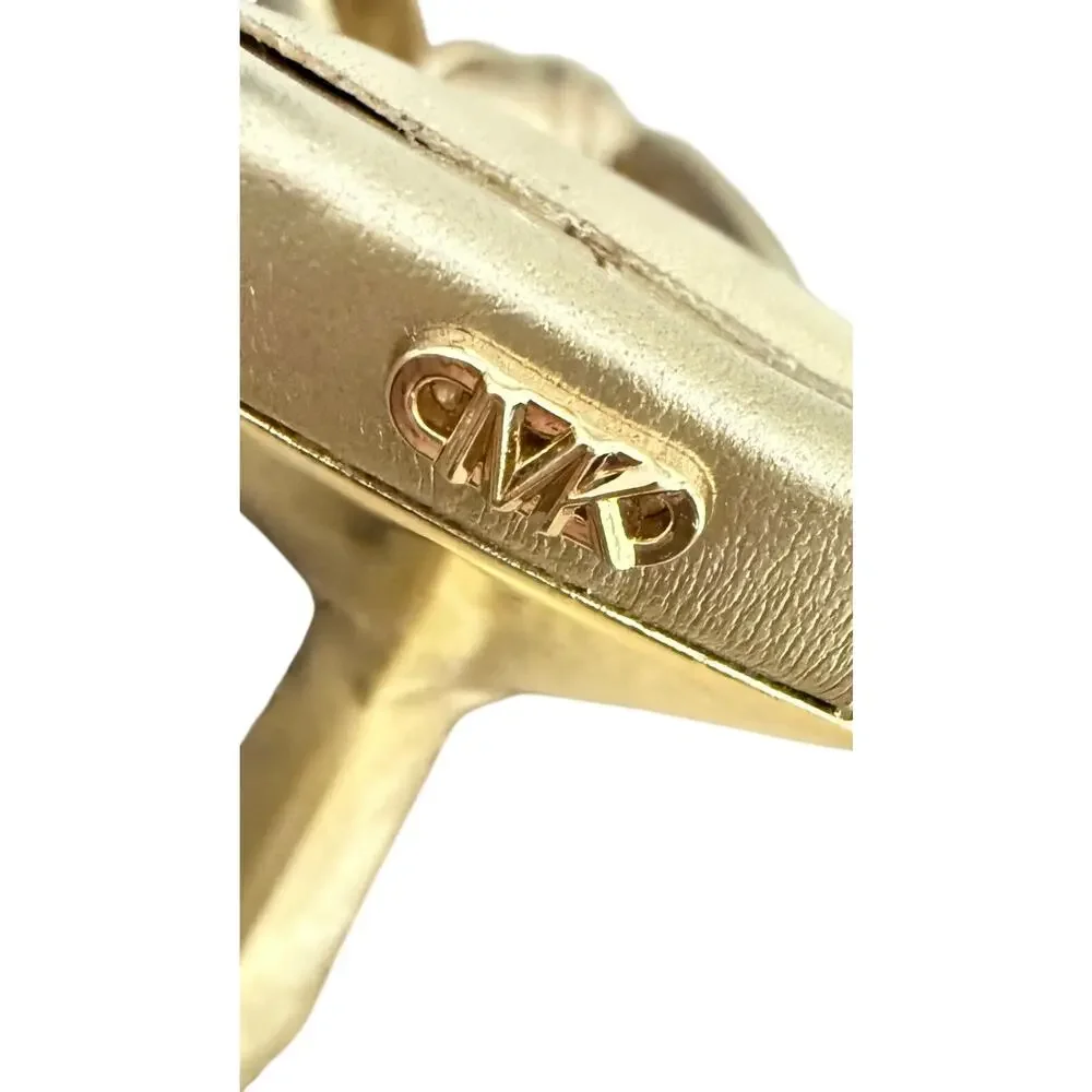 Michael Kors Metallic Gold Knot Bow Mule Heels Square Toe Size 8.5